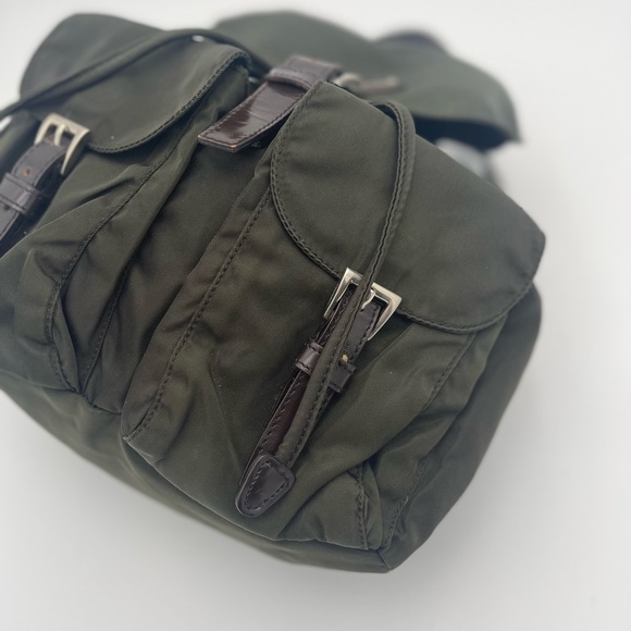PRADA Nylon Tessuto Backpack Olive Green | Brown - Picture 7 of 11